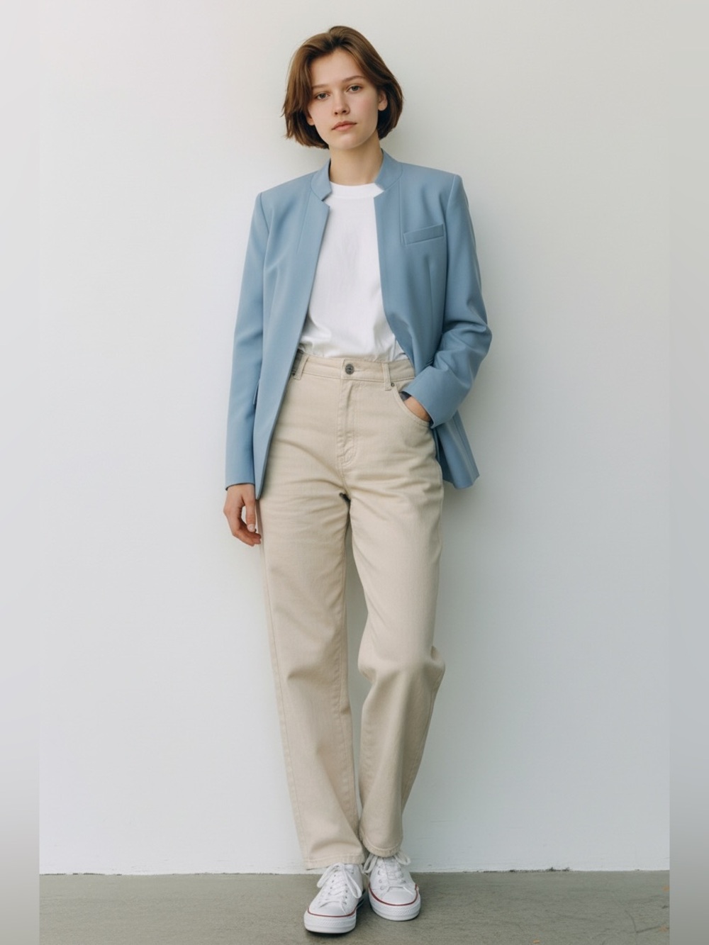 Zadig & Voltaire Powder Blue Collarless Blazer